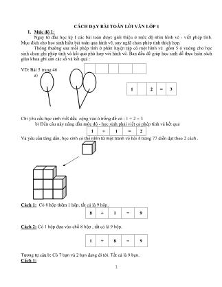 Giáo trình Cách dạy bài toán lời văn Lớp 1