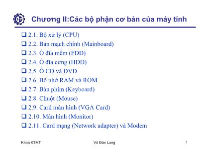 Giáo trình Cấu trúc máy tính - Chương 2: Các bộ phận cơ bản của máy tính