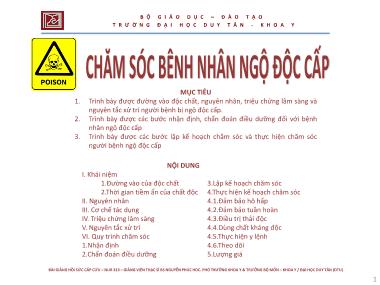 Giáo trình Chăm sóc bệnh nhân ngộ độc cấp