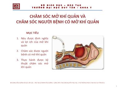 Giáo trình Chăm sóc mở khí quản và chăm sóc người bệnh có mở khí quản