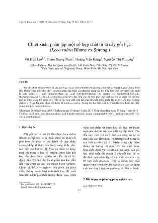 Giáo trình Chiết xuất, phân lập một số hợp chất từ lá cây gối hạc - Vũ Đức Lợi