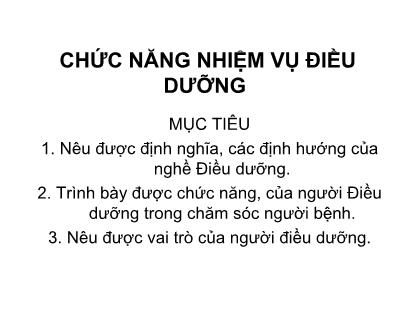 Giáo trình Chức năng nhiệm vụ điều dưỡng