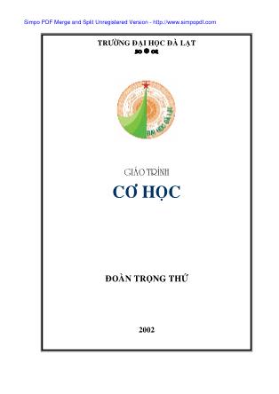 Giáo trình Cơ học - Đoàn Trọng Thứ