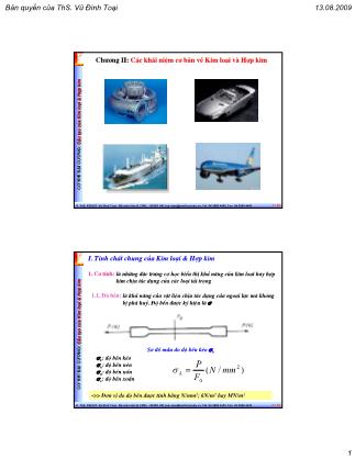 Giáo trình cơ khí đại cương - Chương 2: Các khái niệm cơ bản về Kim loại và Hợp kim - Vũ Đình Toại