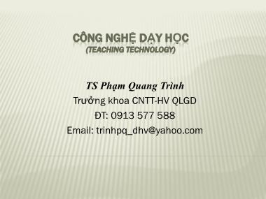 Giáo trình Công nghệ dạy học - Phạm Quang Trình