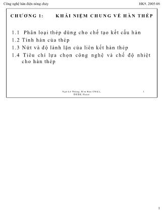 Giáo trình Công nghệ Hàn điện nóng chảy - Chương 1: Khái niệm chung về Hàn thép