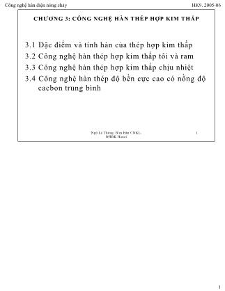 Giáo trình Công nghệ hàn điện nóng chảy - Chương 3: Công nghệ hàn thép hợp kim tháp - Ngô Lê Thông