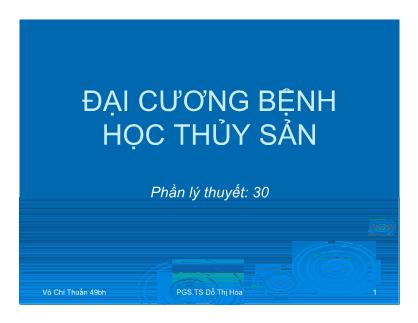 Giáo trình Đại cương bệnh học thủy sản - Đỗ Thị Hoa