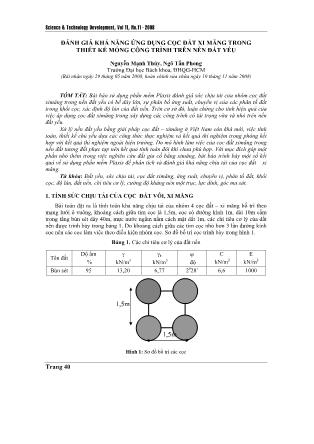 Giáo trình Đánh giá khả năng ứng dụng cọc đất xi măng trong thiết kế móng công trình trên nền đất yếu