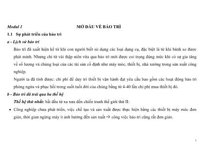 Giáo trình Dịch vụ bảo trì và sửa chữa - Mô đun 1: Mở đầu về bảo trì