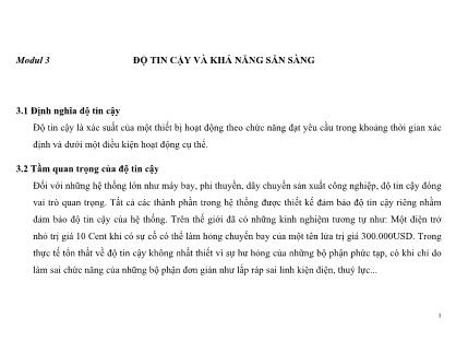 Giáo trình Dịch vụ bảo trì và sửa chữa - Mô đun 3: Độ tin cậy và khả năng sẵn sàng