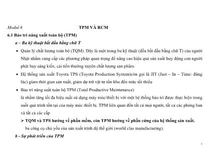 Giáo trình Dịch vụ bảo trì và sửa chữa - Mô đun6: TPM và RCM