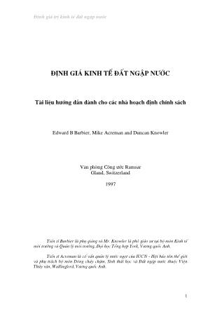 Giáo trình Định giá kinh tế đất ngập nước