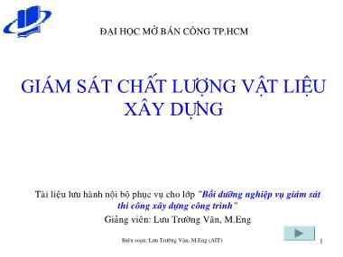 Giáo trình Giám sát chất lượng vật liệu xây dựng - Lưu Trường Văn