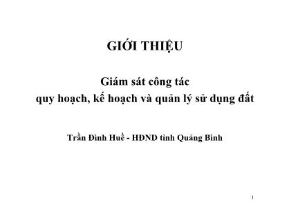 Giáo trình Giám sát công tác quy hoạch, kế hoạch và quản lý sử dụng đất - Trần Đình Huề