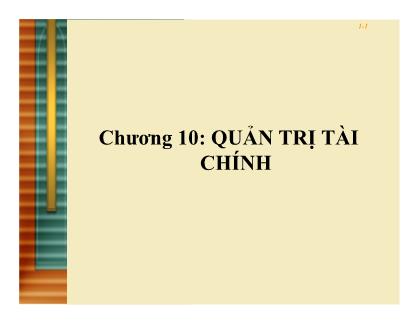 Giáo trình Giới thiệu học phần quản trị kinh doanh - Chương 10: Quản trị tài chính