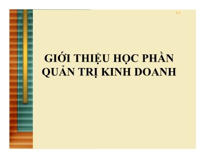 Giáo trình Giới thiệu học phần quản trị kinh doanh