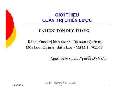 Giáo trình Giới thiệu quản trị chiến lược