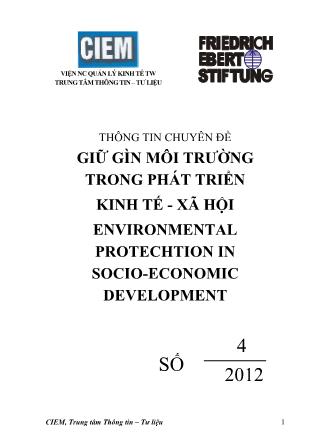 Giáo trình Giữ gìn môi trường trong phát triển kinh tế - Xã hội environmental protechtion in socio-economic development