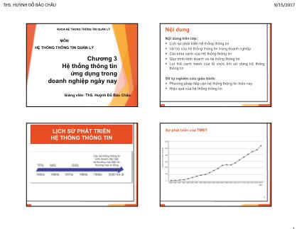 Giáo trình Hệ thống thông tin quản lí - Chương 3: Hệ thống thông tin ứng dụng trong doanh nghiệp ngày nay - Huỳnh Đỗ Bảo Châu