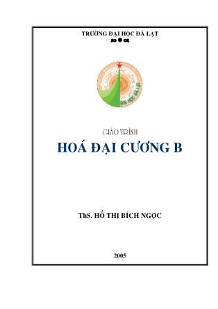 Giáo trình Hóa đại cương B - Hồ Thị Bích Ngọc