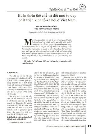 Giáo trình Hoàn thiện thể chế và đổi mới tư duy phát triển kinh tế-Xã hội ở Việt Nam - Nguyễn Chí Hải