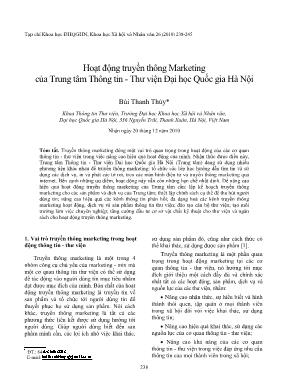 Giáo trình Hoạt động truyền thông Marketing của Trung tâm Thông tin-Thư viện Đại học Quốc gia Hà Nội - Bùi Thanh Thủy