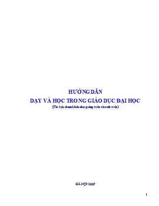 Giáo trình Hướng dẫn dạy và học trong giáo dục đại học