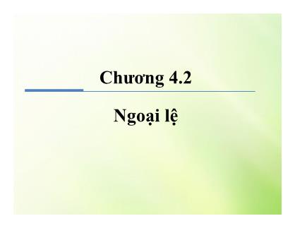 Giáo trình Java cơ bản - Chương 4.2: Ngoại lệ