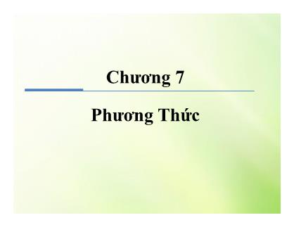 Giáo trình Java cơ bản - Chương 7: Phương thức