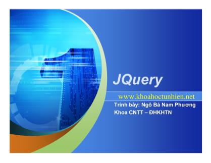 Giáo trình JQuery - Ngô Bá Nam Phương