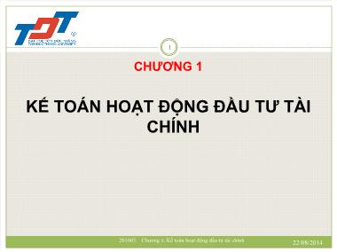 Giáo trình Kế toán - Chương 1: Kế toán hoạt động đầu tư tài chính