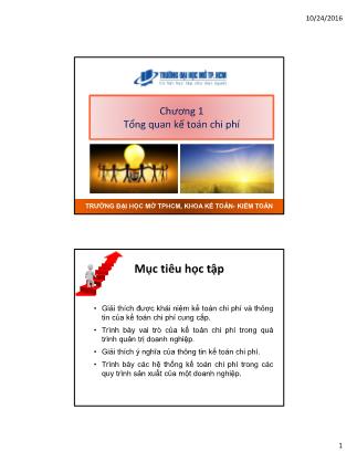 Giáo trình Kế toán - Chương 1: Tổng quan kế toán chi phí