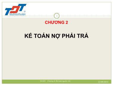 Giáo trình Kế toán - Chương 2: Kế toán nợ phải trả