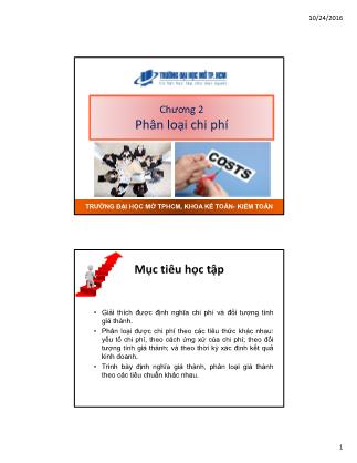 Giáo trình Kế toán - Chương 2: Phân loại chi phí