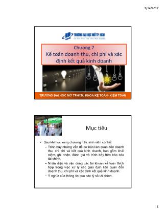 Giáo trình Kế toán - Chương 7: Kế toán doanh thu, chi phí và xác định kết quả kinh doanh