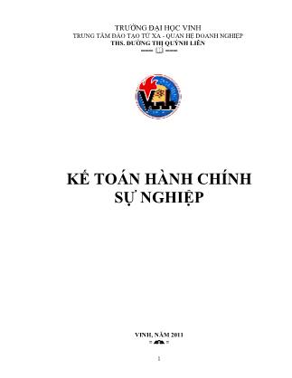 Giáo trình Kế toán hành chính sự nghiệp (Phần 1)