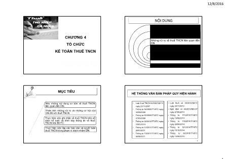 Giáo trình Kế toán-Kiểm toán - Chương 4: Tổ chức kế toán thuế thu nhập cá nhân