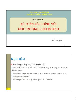 Giáo trình kế toán và kiểm toán - Chương 1: Kế toán tài chính với môi trường kinh doanh - Ngô Hoàng Điệp