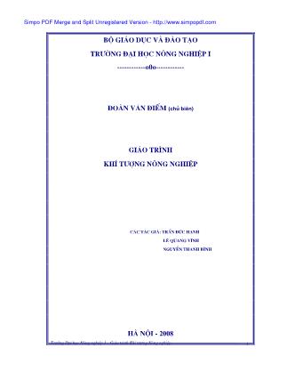 Giáo trình khí tượng nông nghiệp - Trần Đức Hạnh