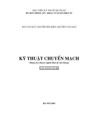 Giáo trình Kĩ thuật chuyển mạch - Mai Văn Quý