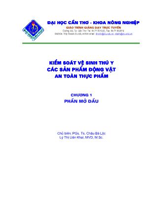 Giáo trình Kiểm soát vệ sinh thú y các sản phẩm động vật an toàn thực phẩm - Châu Bá Lộc