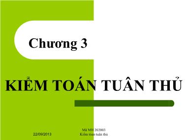 Giáo trình Kiểm toán - Chương 3: Kiểm toán tuân thủ