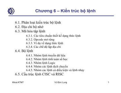 Giáo trình Kiến trúc máy tính - Chương 6: Kiến trúc bộ lệnh - Vũ Đức Lung