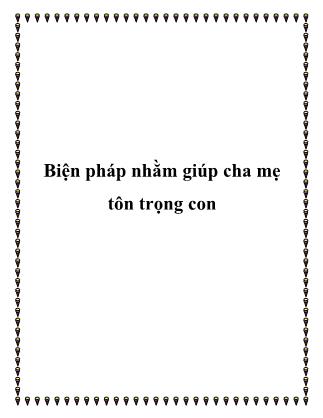 Giáo trình Kinh nghiệm nuôi con - Bài 8: Giáo trình Kinh nghiệm nuôi con