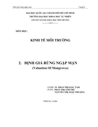 Giáo trình Kinh tế môi trường