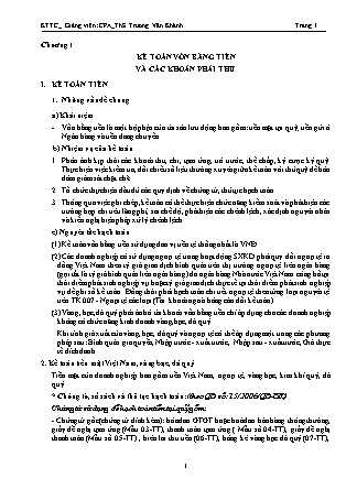 Giáo trình Kinh tế tài chính - Chương 1: Kế toán vốn bằng tiền và các khoản phải thu - Trương Văn Khánh