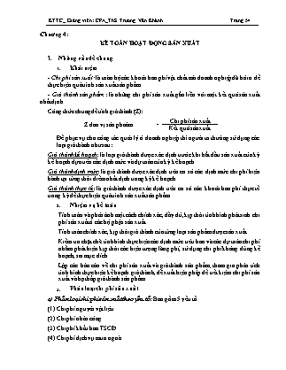 Giáo trình Kinh tế tài chính - Chương 4: Kế toán hoạt động sản xuất - Trương Văn Khánh