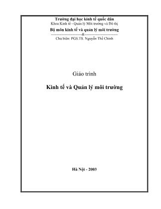 Giáo trình Kinh tế và Quản lý môi trường - Nguyễn Thế Chinh