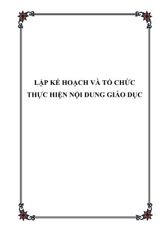 Giáo trình Lập kế hoạch và tổ chức thực hiện nội dung giáo dục